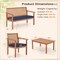 4 Piece Patio Wood Furniture Set Acacia Wood Sofa Set with Loveseat-Navy